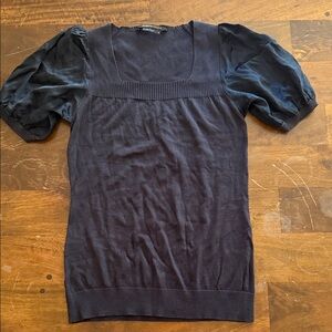 BCBGMaxAzria Navy Puff Sleeve Blouse size M